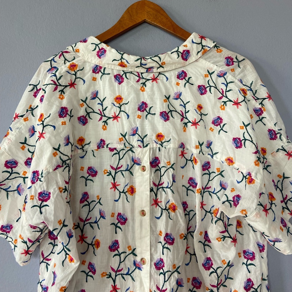 Anthropologie Floral Blouse - White, Purple, Orange - Picture 7 of 10